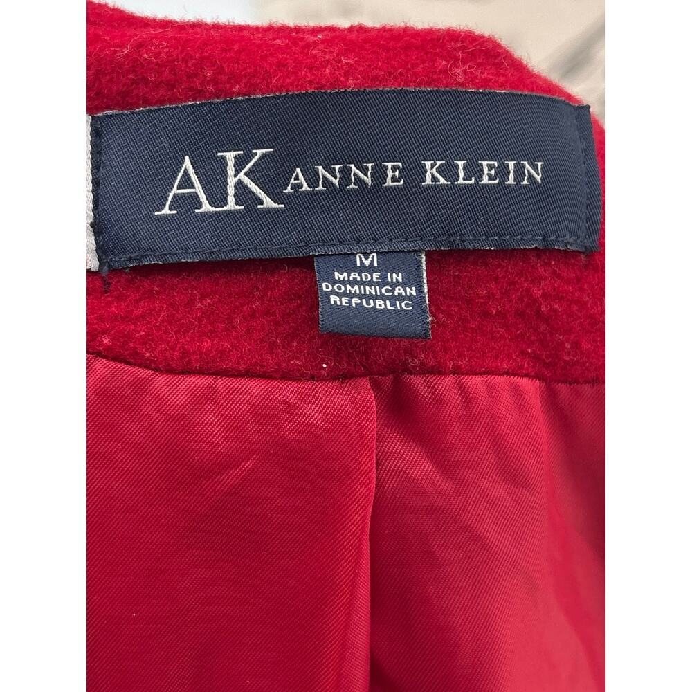 B1 Anne Klein Wool Blend Peacoat Red Hooded Womens Medium Double Breasted‎ - Picture 6 of 6